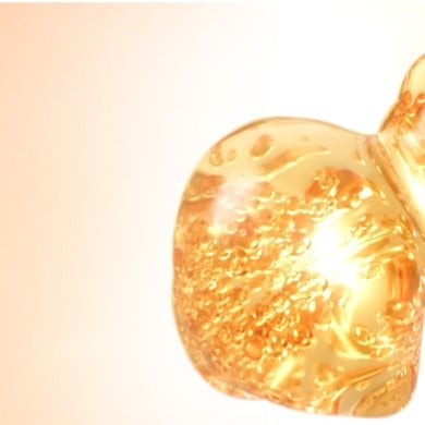 Vitamin C Textur dargestellt als zwei orangefarbene Flüssigkeitsbläschen