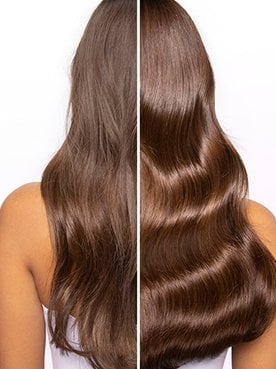 Haarpflege bei langem gelocktem Haar - vorher / nachher Vergleich