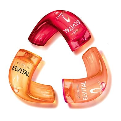 Elvital Produkte im Recycling-Kreis angeordnet