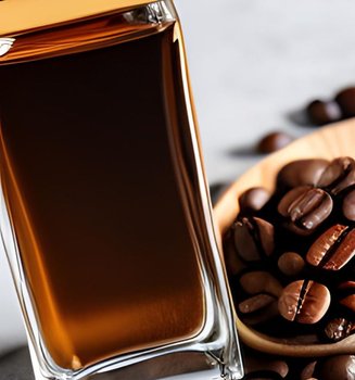 Stilleben mit Kaffeebohnen und -pulver im Glas