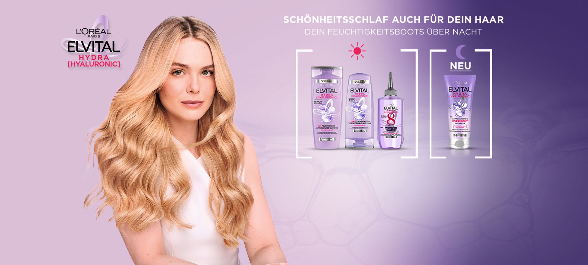 Elvital Hydra Hyaluronic Produktreihe und eine Frau