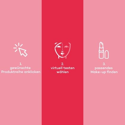 Illustration der drei Schritte wie Sie Make-Up Produkte von LOreal Paris virtuell testen koennen