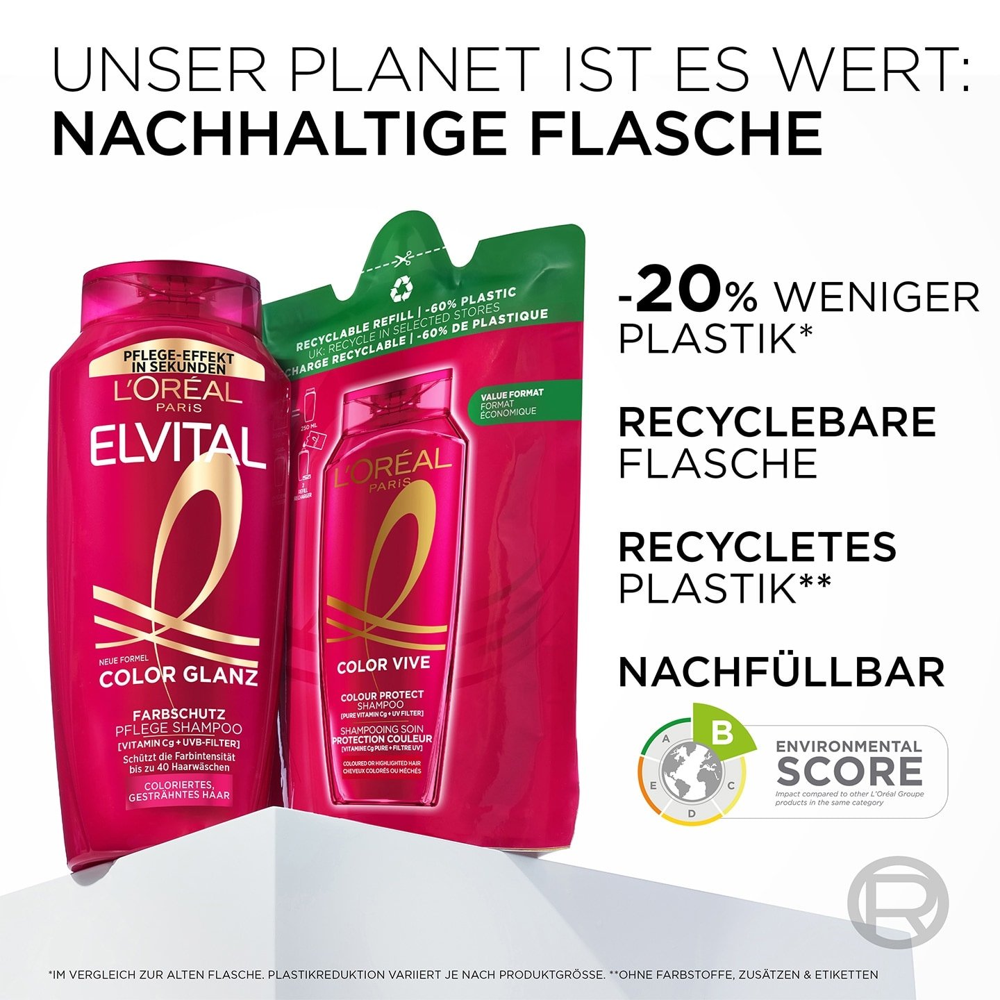 L'Oréal Farbschutz Routine in einer nachhaltigen Flasche