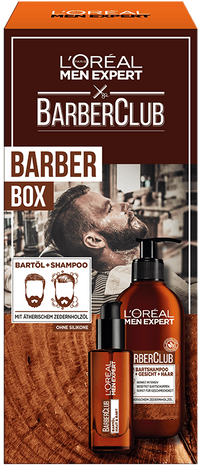 Barber Club Bartpflege Set mit Bartöl - Verpackung Vorderansicht