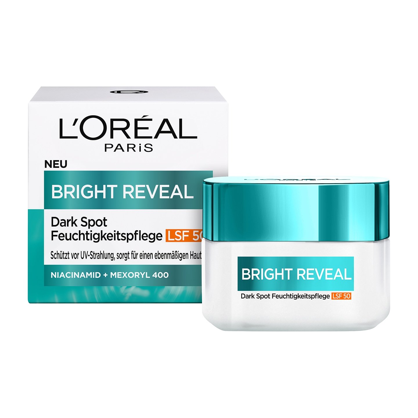 Bright Reveal Dark Spot Feuchtigkeitspflege LSF50 - Ansicht Verpackung & Tiegel