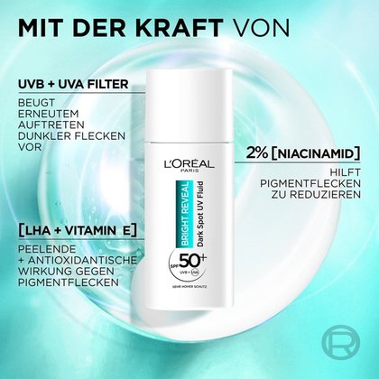 Bright Reveal UV Fluid Produktabbildung plus positive Eigenschaften und Inhaltsstoffe