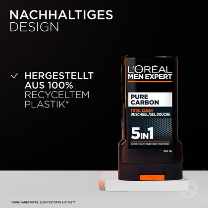Das Men Expert Pure Carbon Total Clean Duschgel wurde nachhaltig designt