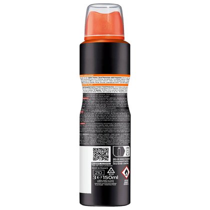 Rückseite der Carbon Protect Deospray-Dose mit Produktinfos und Barcode.