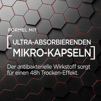 Wabenförmige Textur, darüber Text: Text: Formel mit ultra-absorberienden Mikro-Kapseln