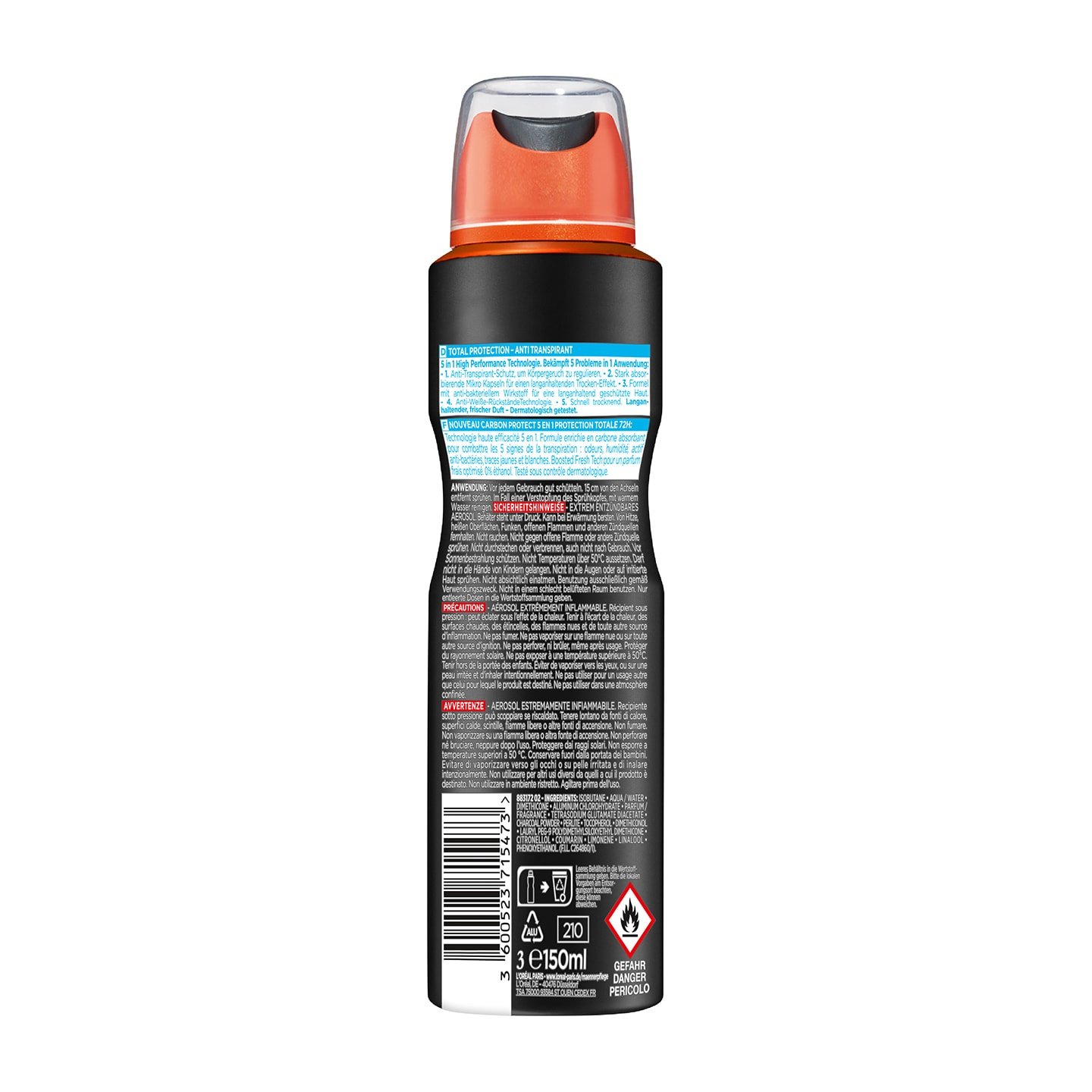 Carbon Protect 48h Anti-Transpirant Spray - Produkt Rückansicht