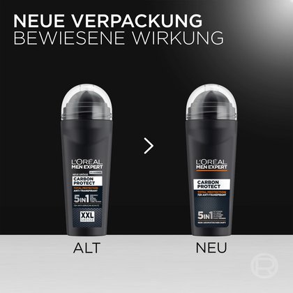 Vergleich von altem und neuem Verpackungsdesign des 100ml Deorollers.