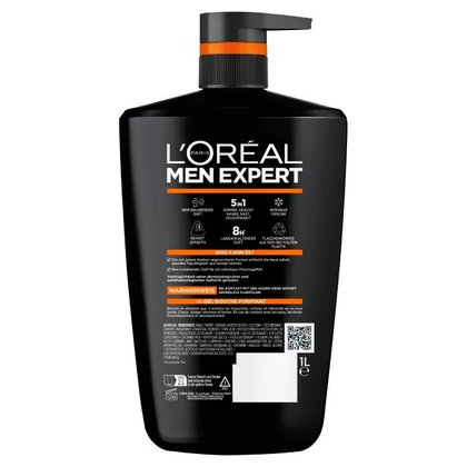 Rückseite der Pure Carbon 1L Flasche mit Produktbeschreibungen und Inhaltsstoffen.