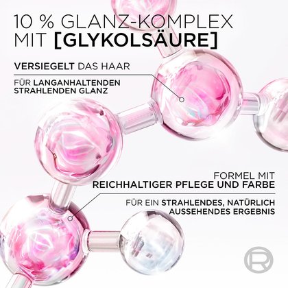 Visualisierung Glykolsäure mit Text: 10% Glanzkomplex mit Glykolsäure
