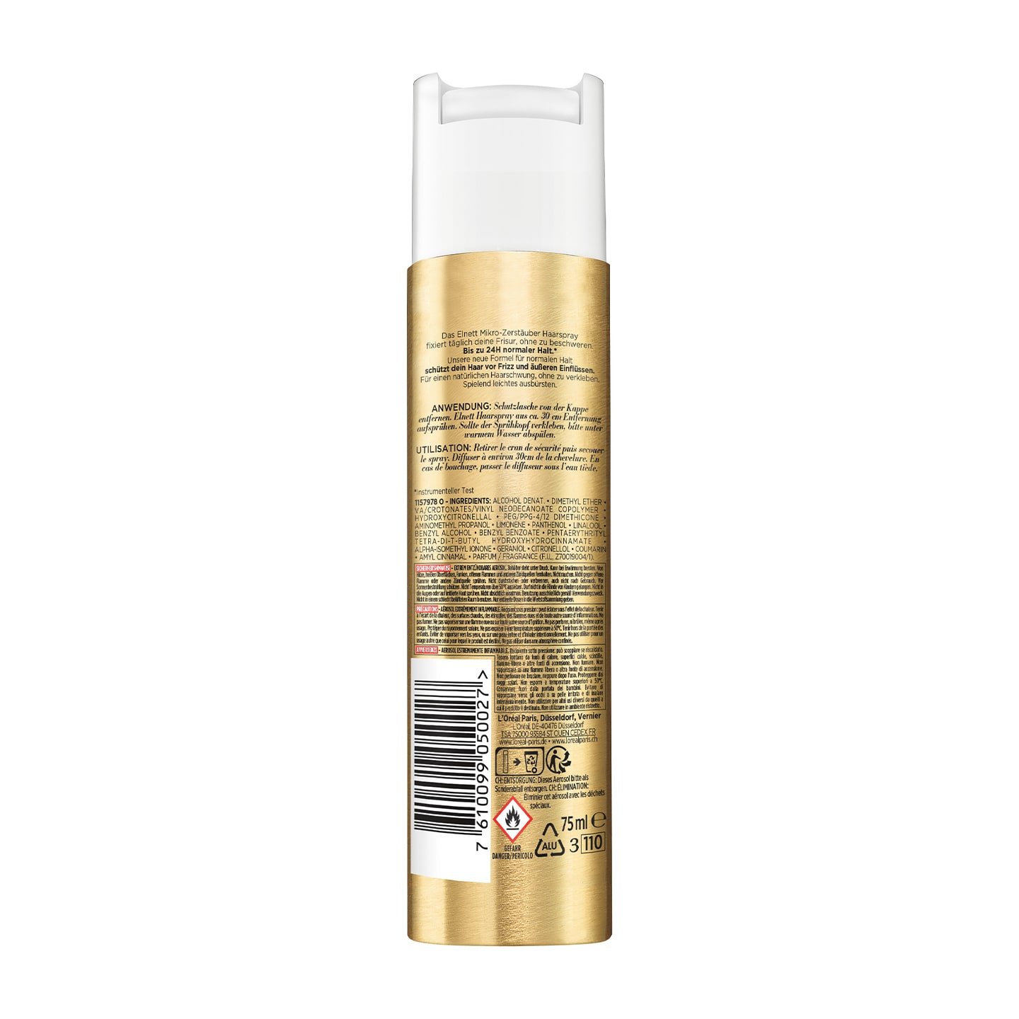 Elnett Ultra-Feines Haarspray Normaler Halt 75ml - Produkt Rückansicht