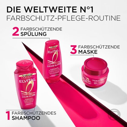 Produkte der Color Glanz Reihe & Text: Die weltweite No1 Farbschutz Pflege-Routine