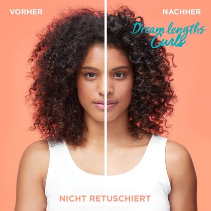Dream length Curls 3-in-1 Feuchtigkeitsmaske Vorher/Nachher Bild