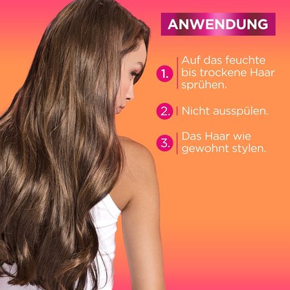 Anwendung des Elvital Dream Lenght Defeat Heat Hitzeschutzes