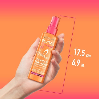 Hand die ein Elvital Dream Lenght Defeat Heat Hitzeschutz haelt