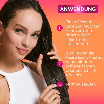 Anwendung des Elvital Dream Lenght Dream Waves Mousse