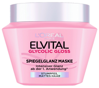 L'Oréal Elvital Glycolic Gloss Spiegelglanz Maske im rosa Tiegel.