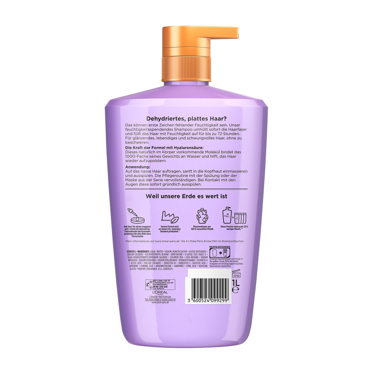 Elvital Hydra Hyaluronic Shampoo XXL Rückseite