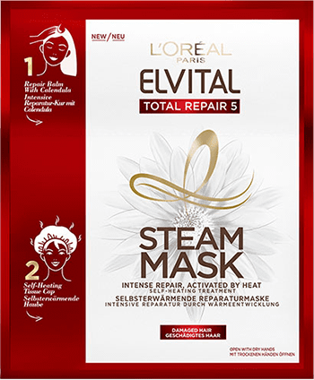 Pflege Fuer Strapaziertes Bis Geschaedigtes Haar Steam Mask 5 Elvital Total Repair Packshot
