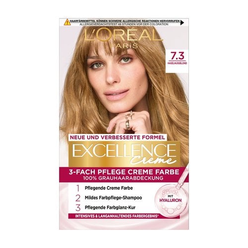 Blonde Haare Haselnussblond 73 Excellence Creme Produktabbildung vorne