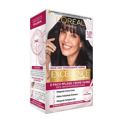 Schwarze Haare Tiefes Schwarz 101 Excellence Creme Produktabbildung vorne