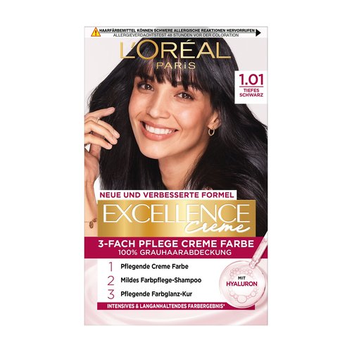 Schwarze Haare Tiefes Schwarz 101 Excellence Creme Produktabbildung vorne