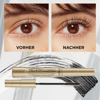 False Lash Telescopic Gold Mascara Vorher Nachher