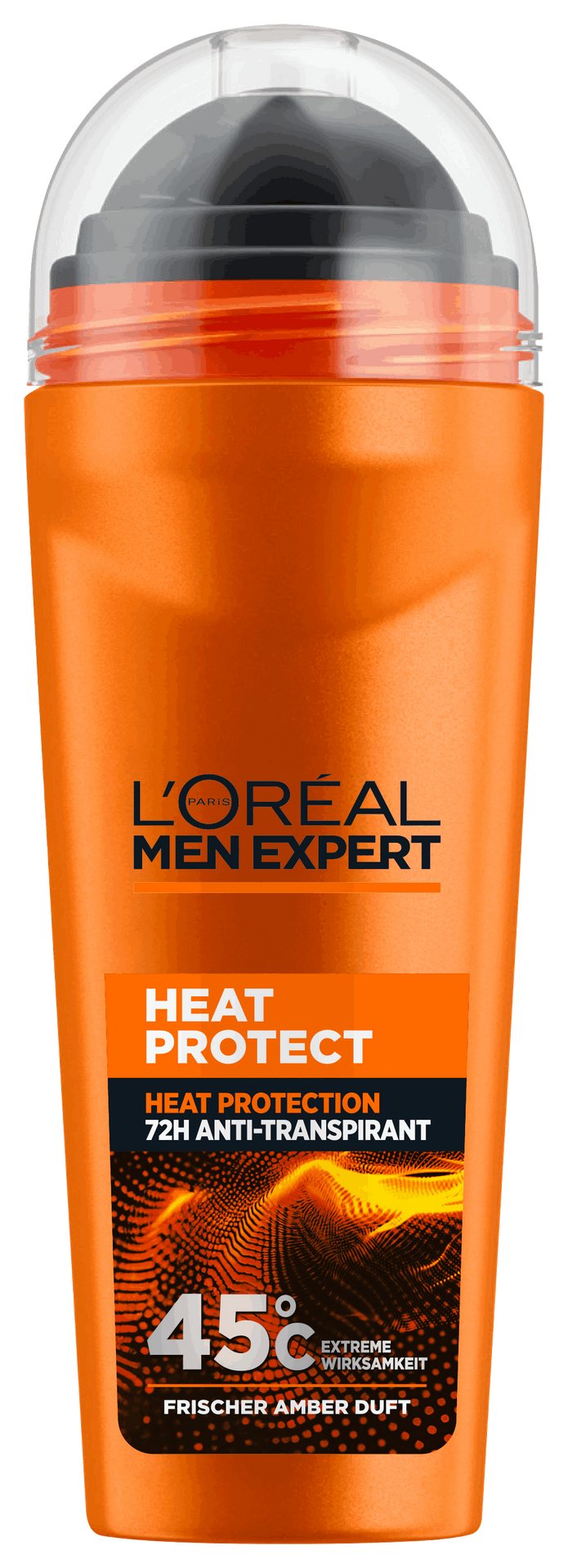 L'Oréal Men Expert Heat Protect Deoroller in der orangefarbenen 100ml Flasche.