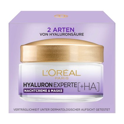 Hyaluron Experte Aufpolsternde & Feuchtigkeitsspendende Nachtcreme & Maske Verpackung