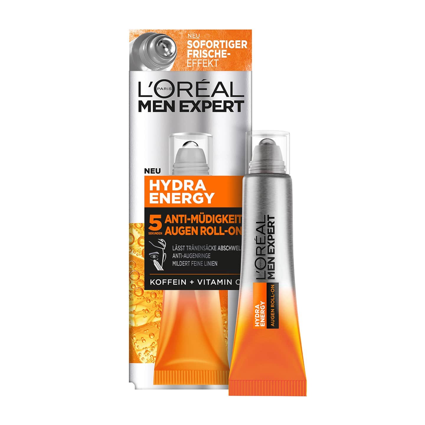 Hydra Energy Anti-Müdigkeit Augen Roll-On Verpackung und Produkt