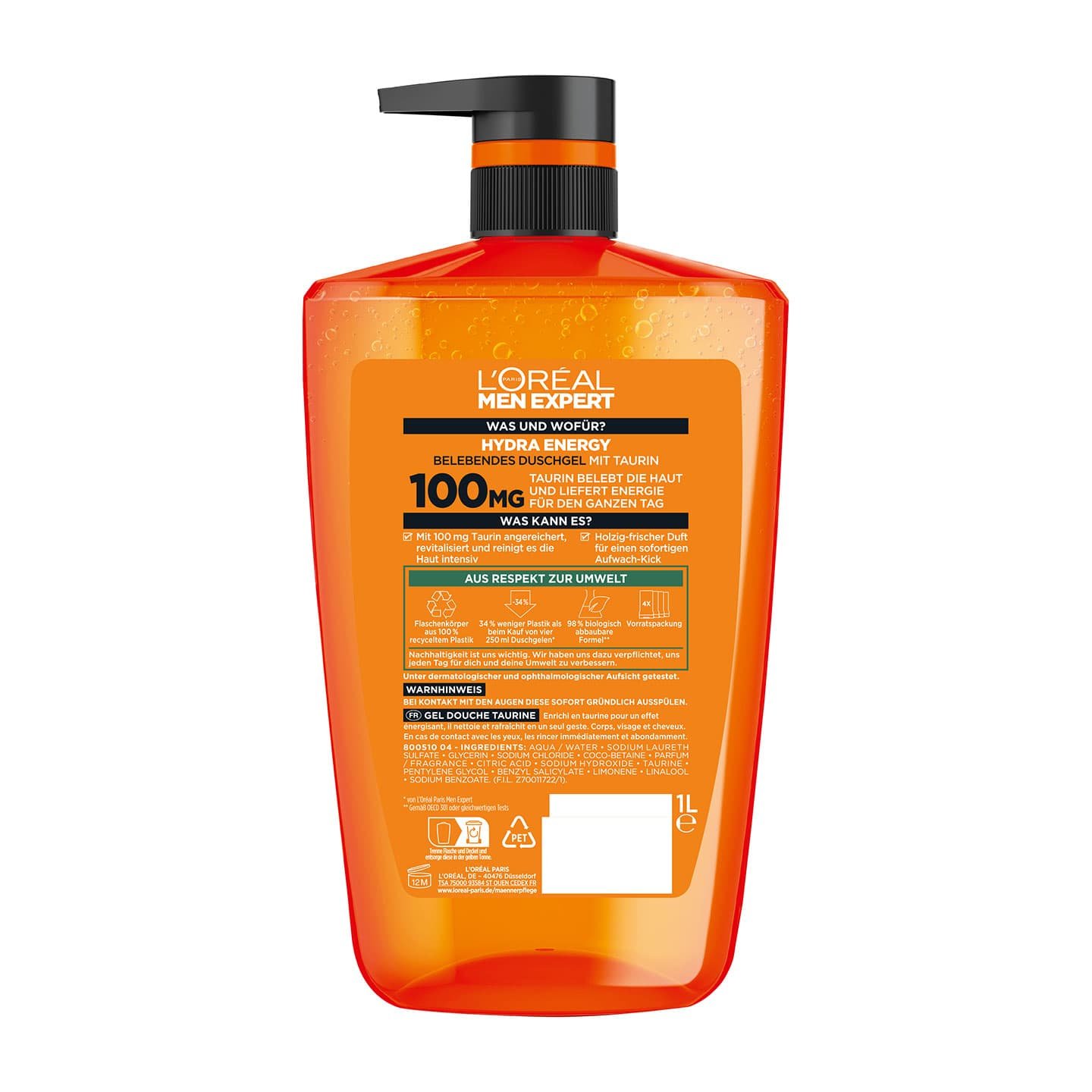 Hydra Energy Aufwach-Kick Duschgel 1000ml - Produkt Rückansicht