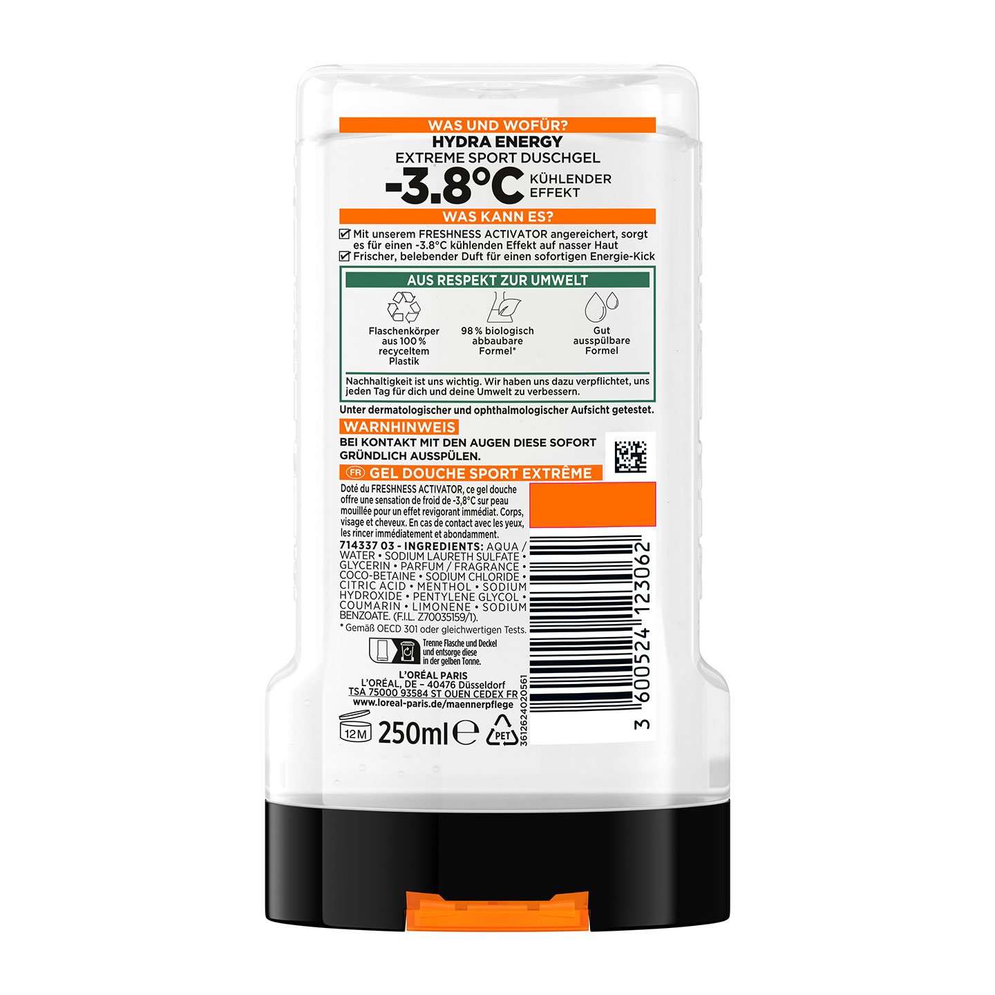 Hydra Energy Extreme Sport Duschgel Rückseite