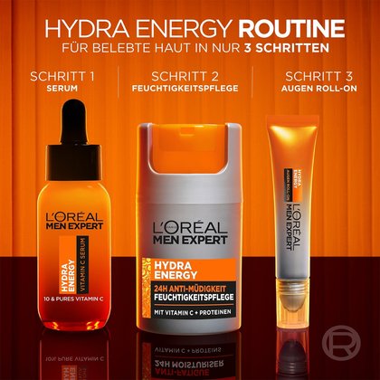 Hydra Energy Routine aus Serum, Feuchtigkeitspflege und Augen Roll-On