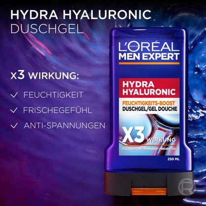 Vorteile des Men Expert Hydra Hyaluronic Feuchtigkeits-Boost Duschgels