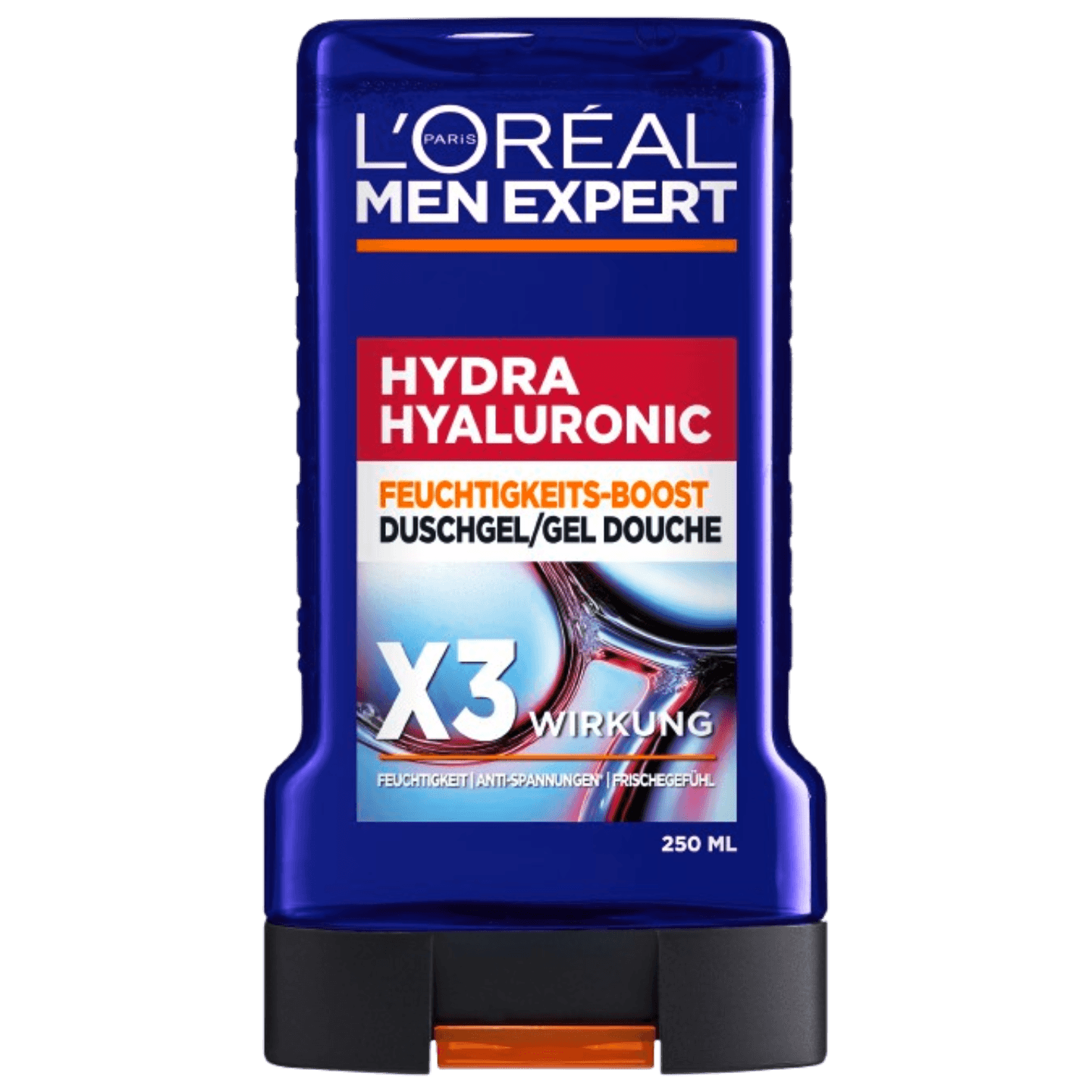 Packshot L’Oréal Men Expert Hydra Hyaluronic Feuchtigkeits-Boost Duschgel 250ml 