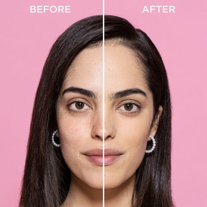 Infaillible 32h Fresh Wear Foundation - Anwendungsbeispiel am Gesicht einer jungen Frau mit vorher / nachher Vergleich