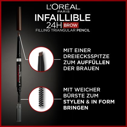 Infaillible Brows Augenbrauenstift 24h Filling Triangular Pencil 1.0 Ebony - Produktvorteile