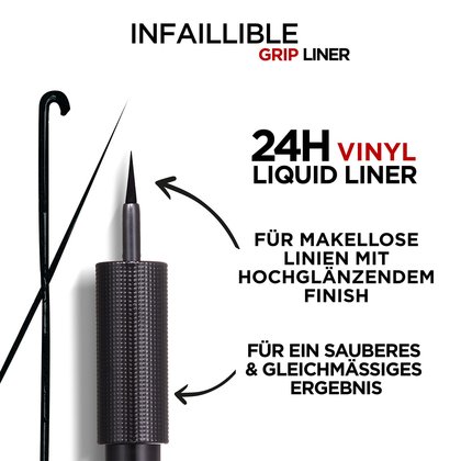 Infaillible Automatic Grip 24H Vinyl Liquid Liner Black für ein sauberes & gleichmässiges Ergebnis