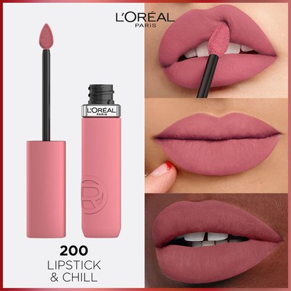 Infaillible Matte Resistance 200 Lipstick & Chill - Produkt geöffnet mit Anwendungsbeispielen