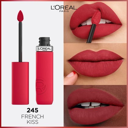 Infaillible Matte Resistance 245 French Kiss - Produkt geöffnet mit Anwendungsbeispielen