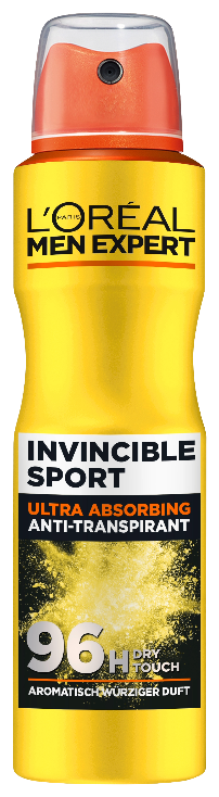 L'Oréal Men Expert Invincible Sport 96H Ultra-Absorbing Anti-Transpirant Deospray in der 150ml Dose.