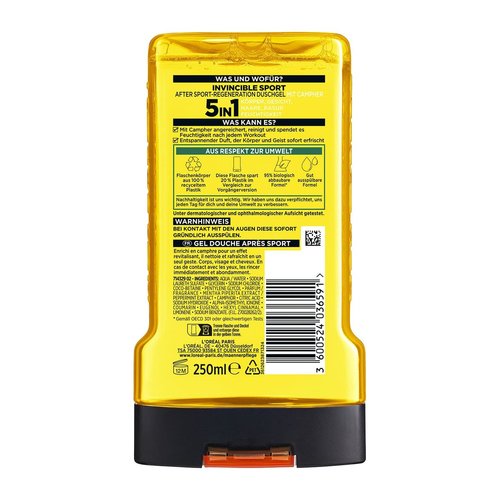 Invincible Sport 5-in-1 Duschgel Rückseite