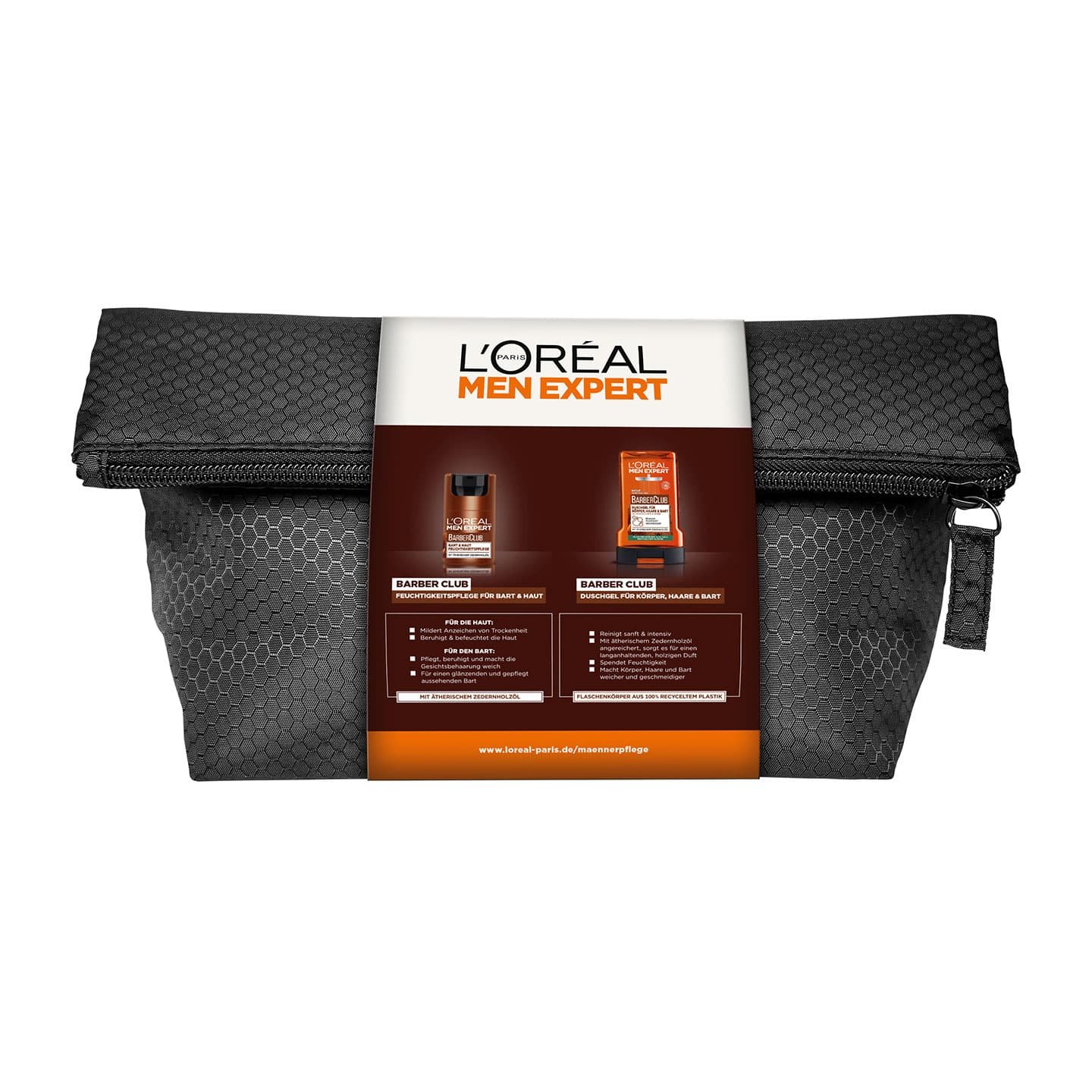 Geschenkset Bestseller Kulturbeutel mit Gesichtscreme & Duschgel - Produkt Rückansicht