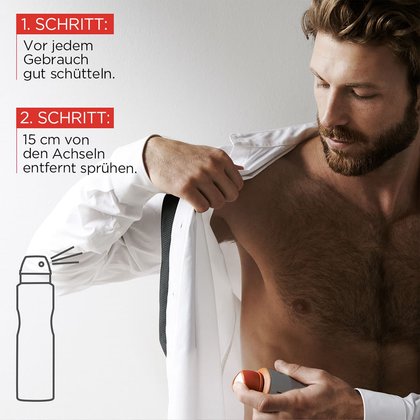 Anwendung des Invincible Man 96h Deo Sprays