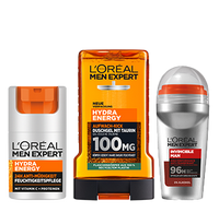 Hydra Energy Box Hautpflege-Set mit Feuchtigkeitspflege, Duschgel & Anti-Transpirant Deo Spray - Produktabbildungen