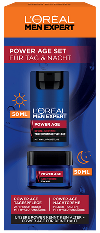 Power Age Set Feuchtigkeitspflege und Nachtcreme Produktverpackung