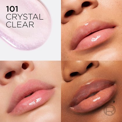 Komposition aus Bildern mit Lippen dreier Frauen und der Nuance 101 Cristal Clear